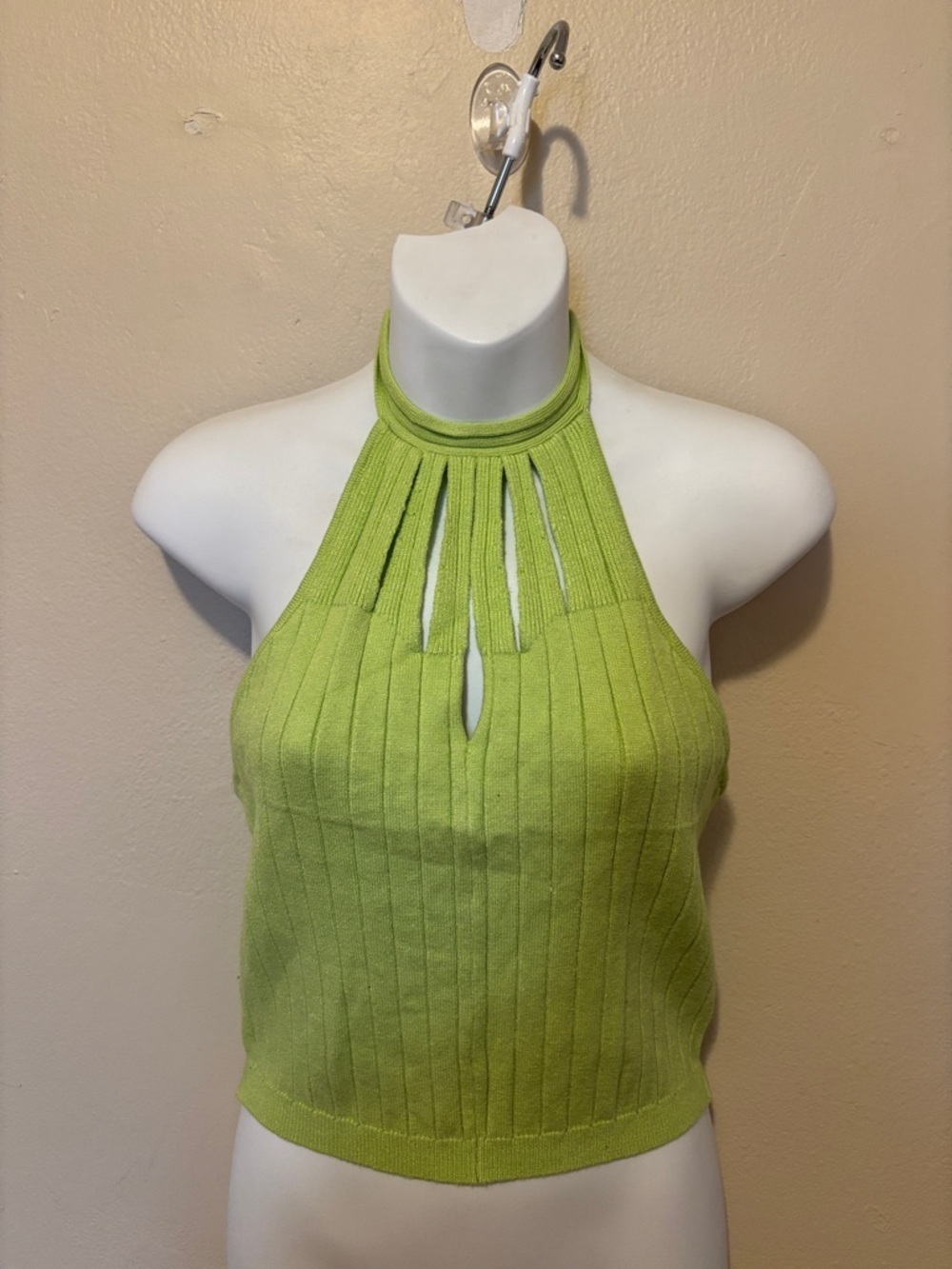 Lulu's Lime Green Ribbed Halter Tank